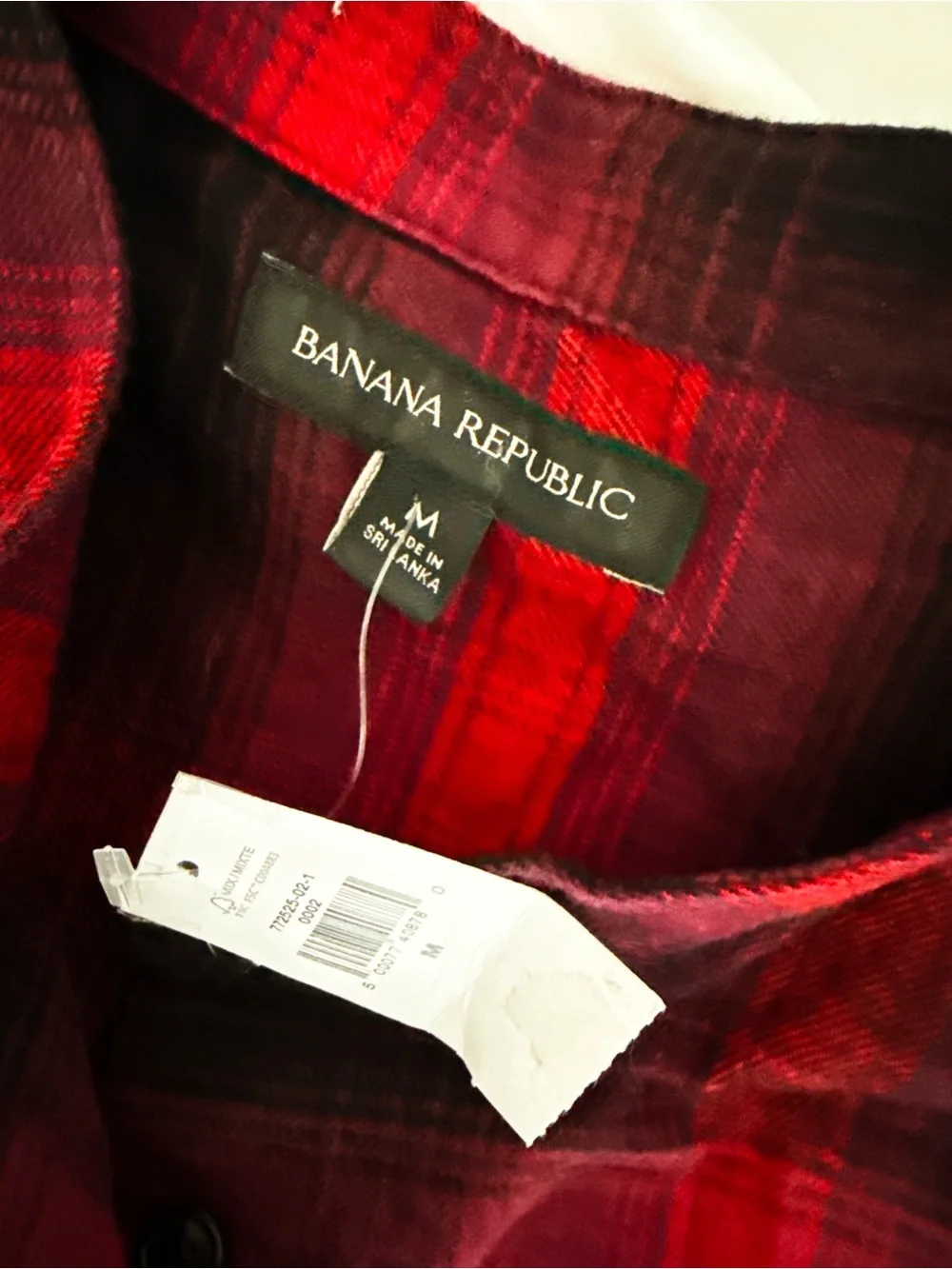 Banana Republic Red and Black Plaid Button-Front Shirt